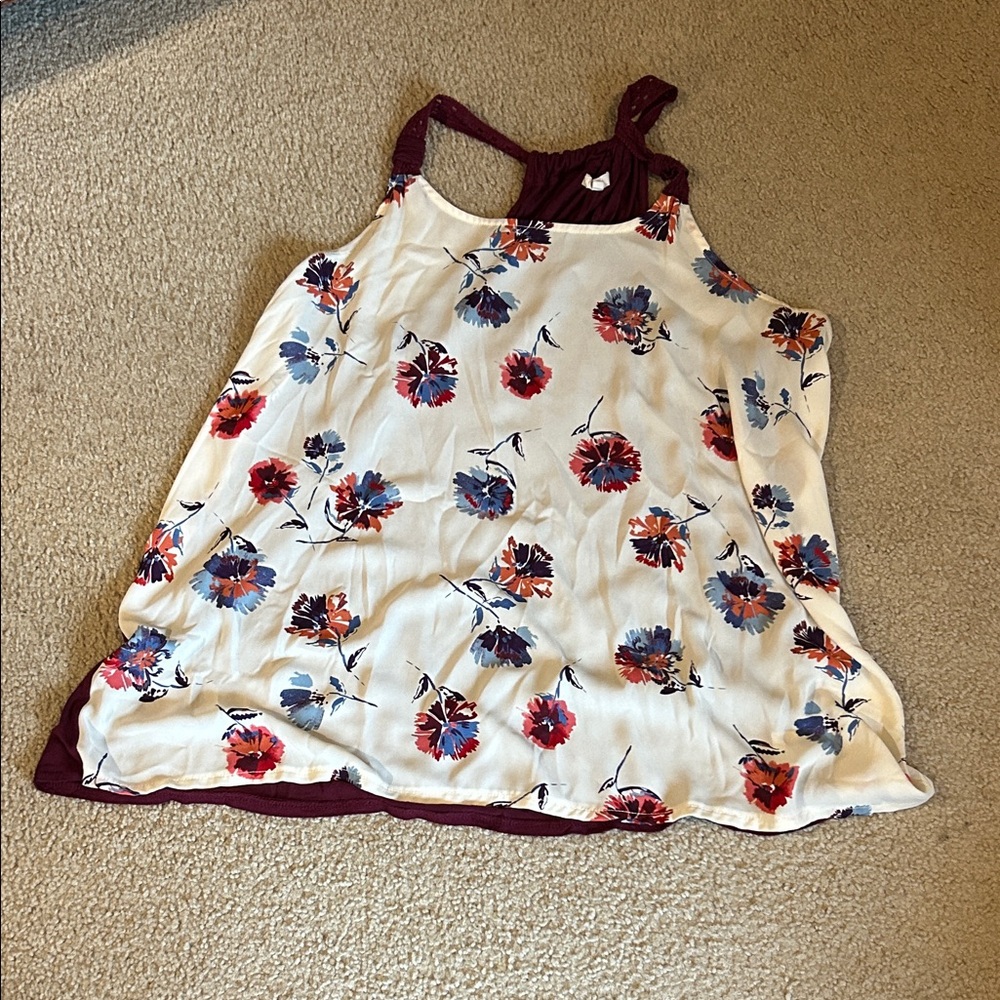 Maurices Floral Tank Top - White and Red